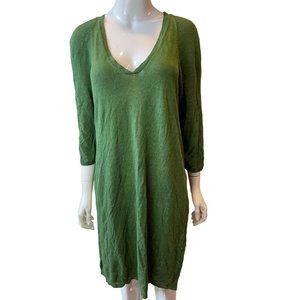 J. Jill Womens Tunic Sweater Dress 0206708 Slit Hem 3/4 Sleeve Green Size Medium